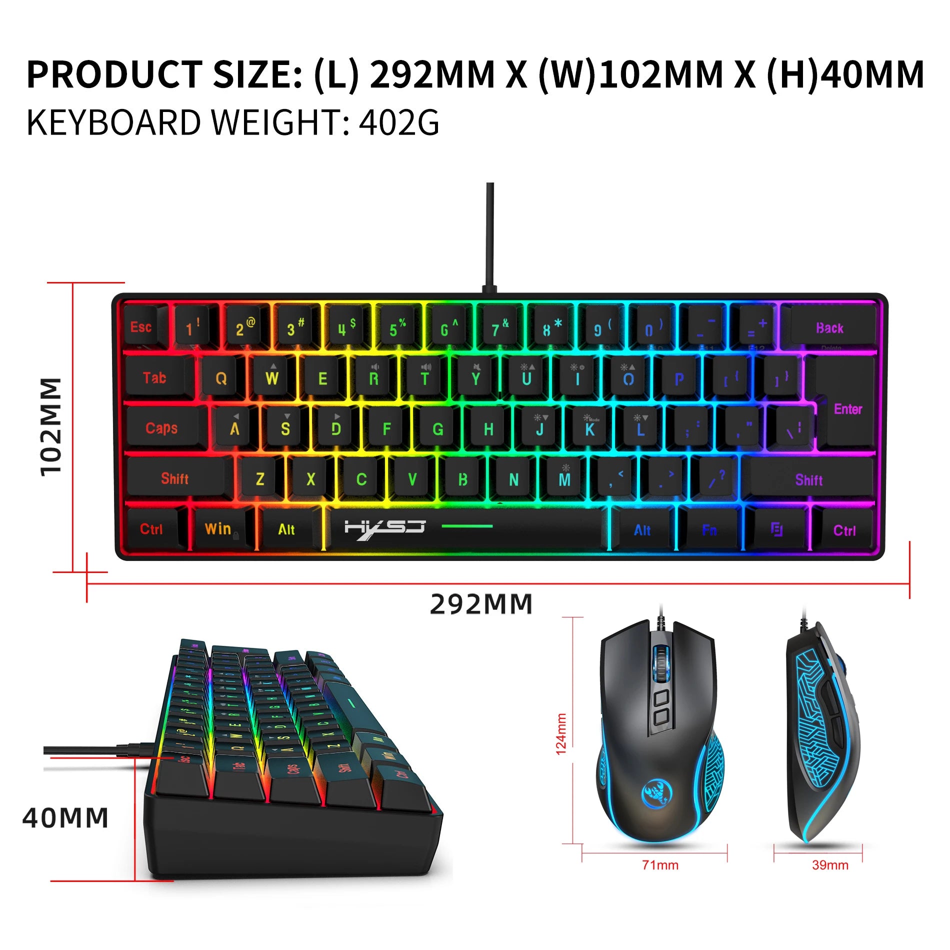 Keyboard and mouse teclados kit gamer keyboards combos 60%PC teclado e branco clavier souris gaming deofertas maus und tastatur