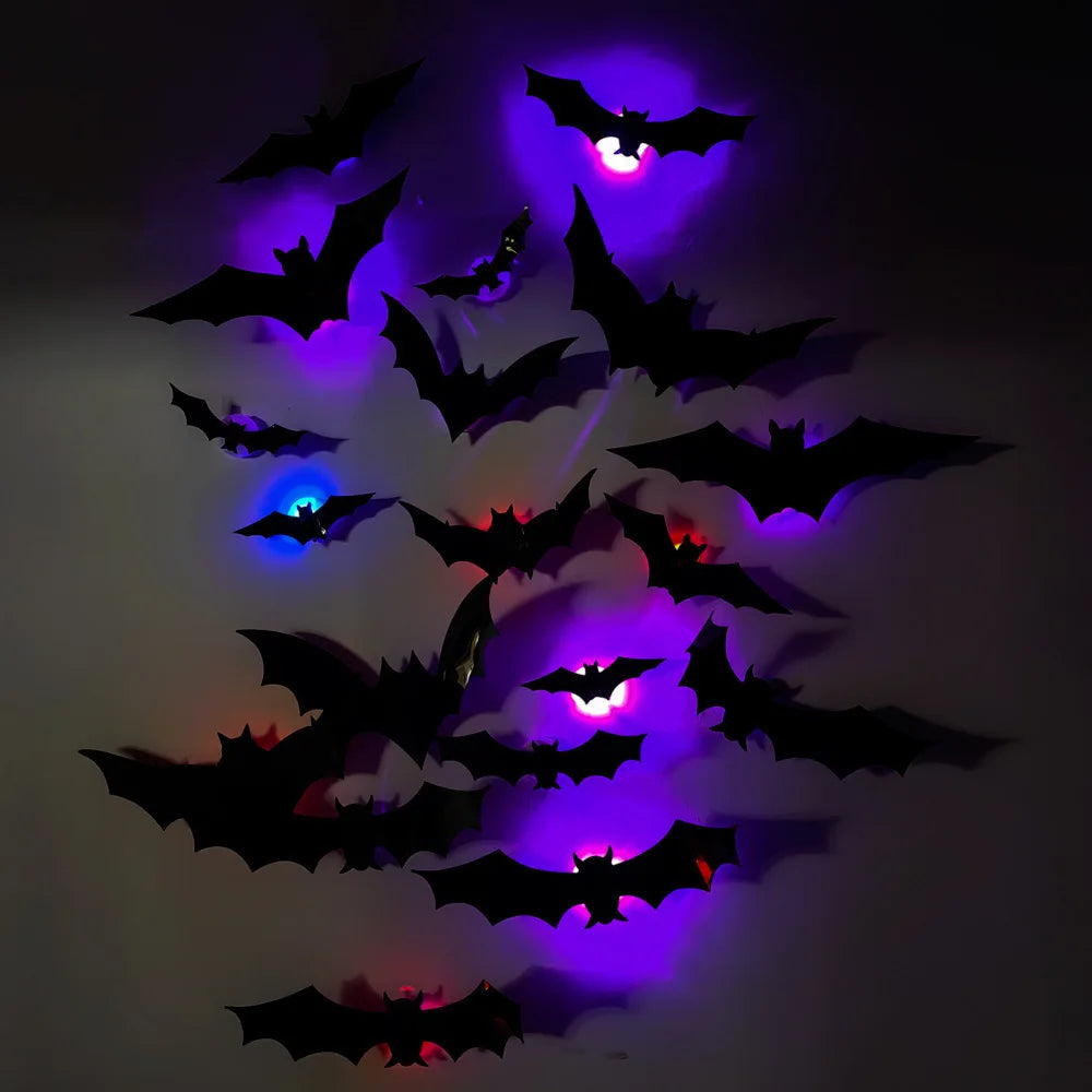 3D black spider bat wall light Halloween party atmosphere decoration night light
