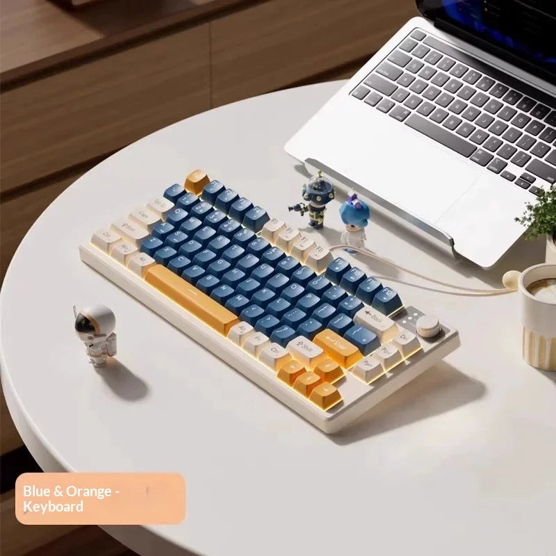 Gaming Mechanical Feel Keyboard 75 Layout Wired Mute RGB Backlit Keyboard Mouse Combo For Laptop Office Gamers Compact