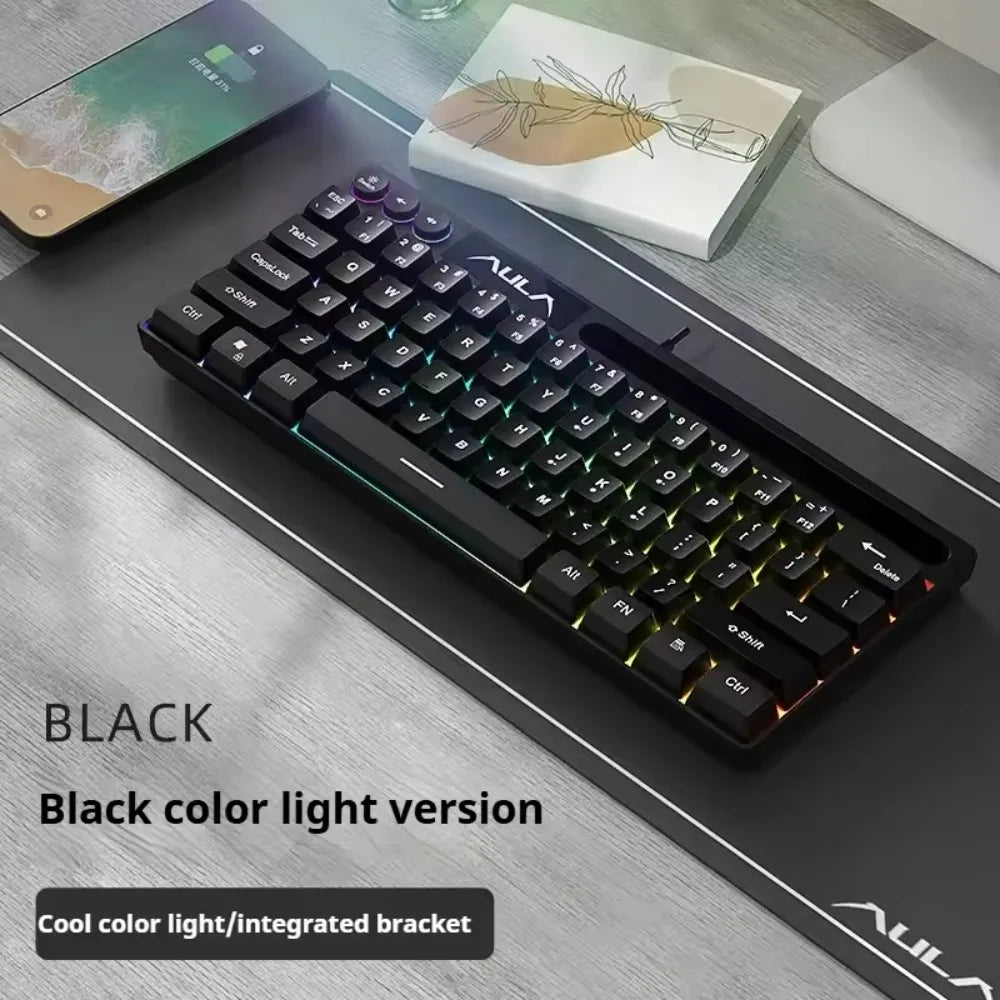 AULA F3061 Keyboard Wired RGB Backlight Gaming Keyboard Mechanical Touch Feel 61Keys Mini Keyboard for Desktop Laptop