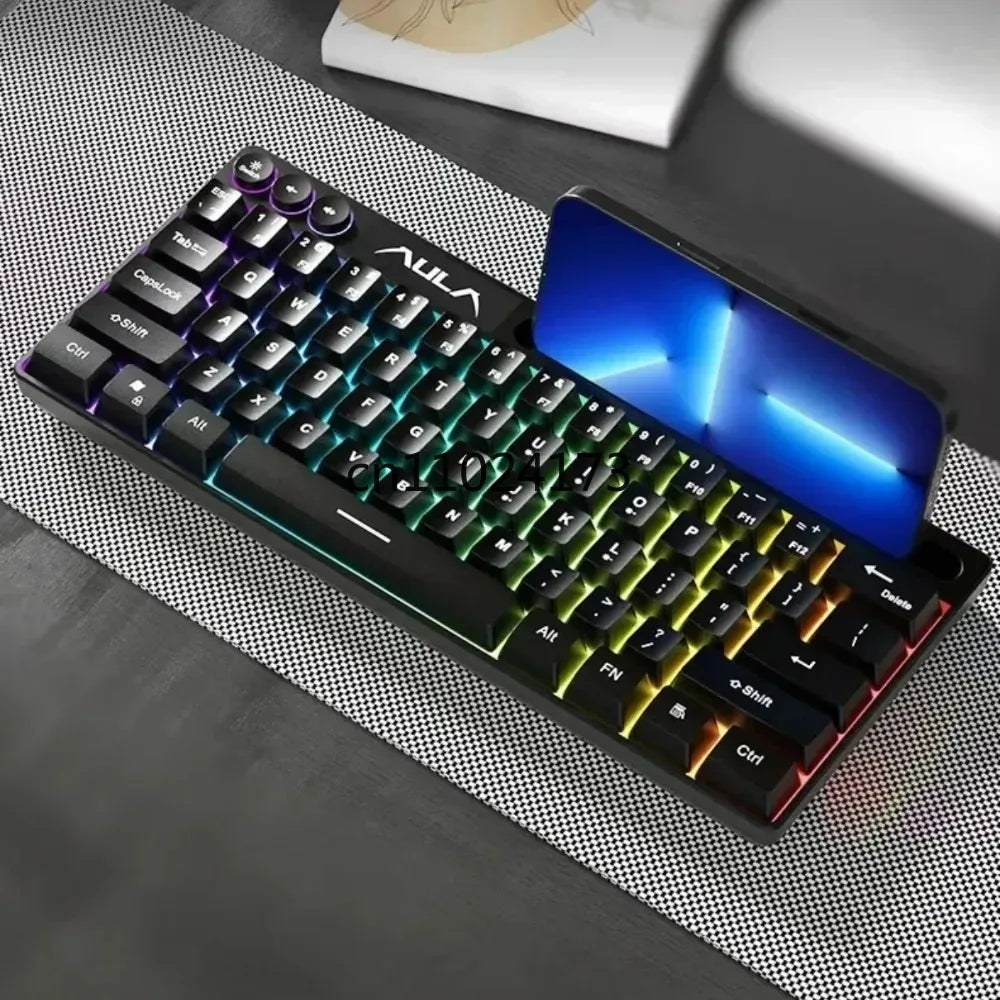 AULA F3061 Keyboard Wired RGB Backlight Gaming Keyboard Mechanical Touch Feel 61Keys Mini Keyboard for Desktop Laptop