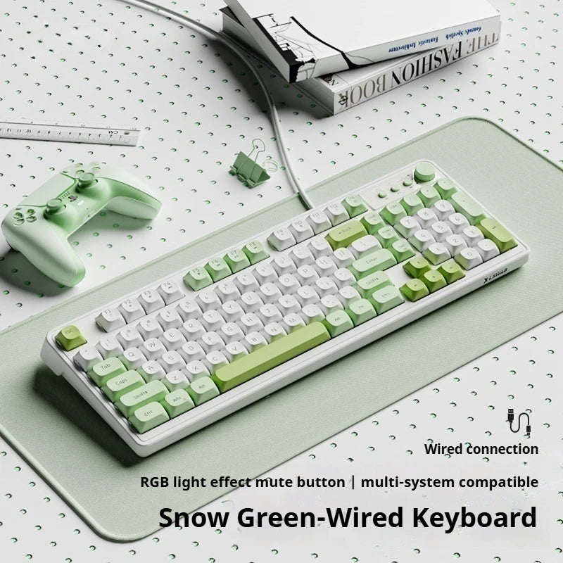 EWEADN Wired Silent Gaming Keyboard, Rainbow Backlight, Quiet Keys, Anti-Ghosting, Ergonomic, USB for Office & Gaming PC/Laptop