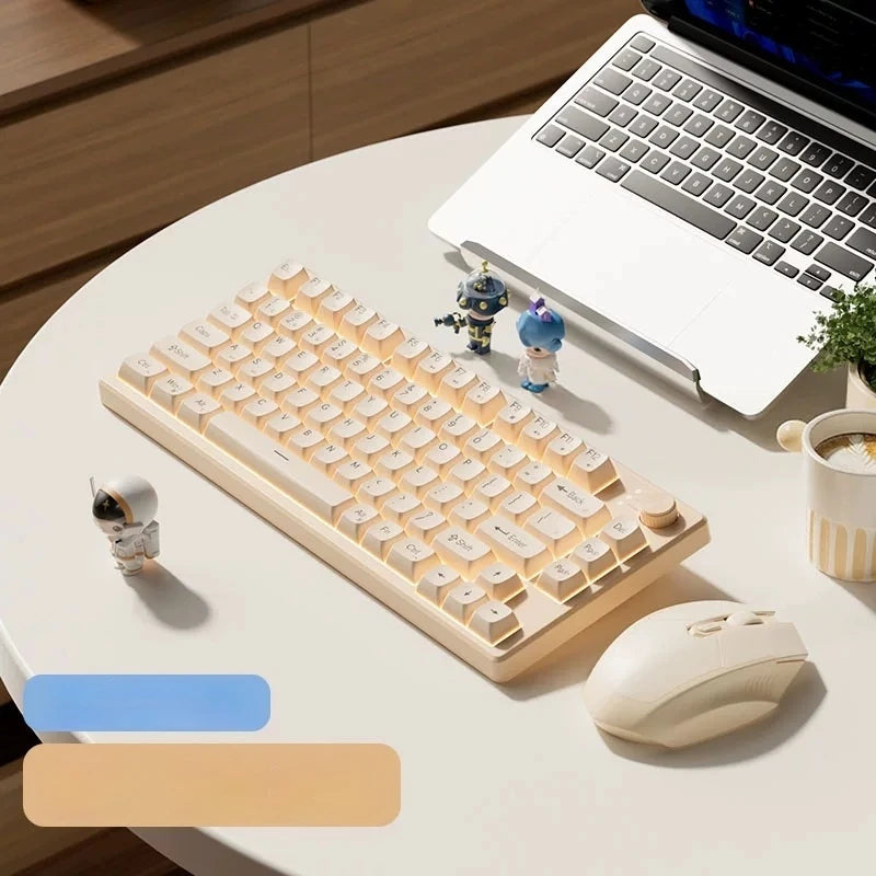 Gaming Mechanical Feel Keyboard 75 Layout Wired Mute RGB Backlit Keyboard Mouse Combo For Laptop Office Gamers Compact