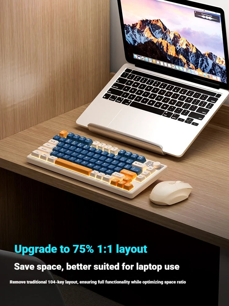 Gaming Mechanical Feel Keyboard 75 Layout Wired Mute RGB Backlit Keyboard Mouse Combo For Laptop Office Gamers Compact