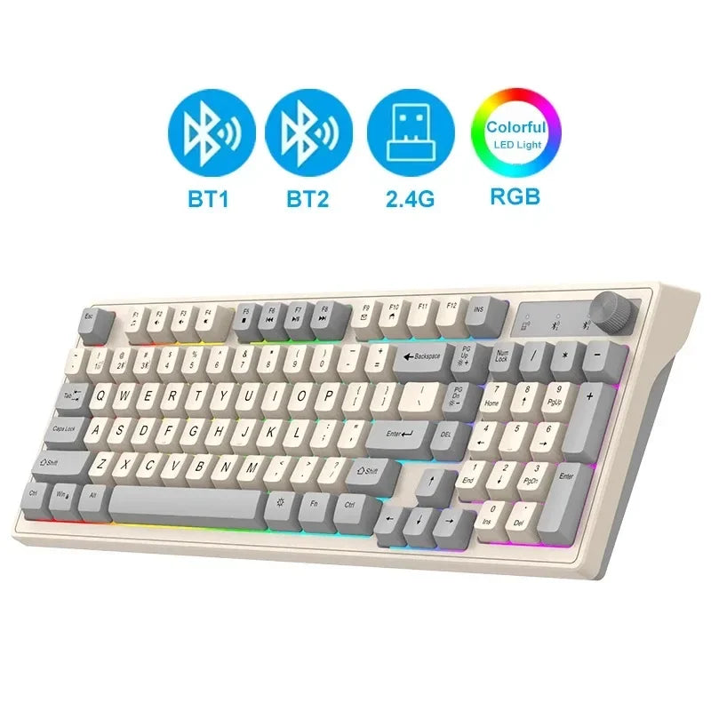 Dual-Mode Wireless Keyboard and Mouse Set 2.4G Dual Bluetooth Keyboard RGB Gaming Keyboard Mouse Kit Mechanical Feel Keyboard