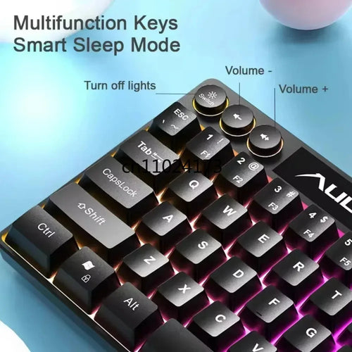 AULA F3061 Keyboard Wired RGB Backlight Gaming Keyboard Mechanical Touch Feel 61Keys Mini Keyboard for Desktop Laptop