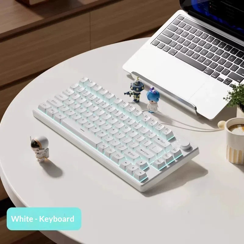 Gaming Mechanical Feel Keyboard 75 Layout Wired Mute RGB Backlit Keyboard Mouse Combo For Laptop Office Gamers Compact