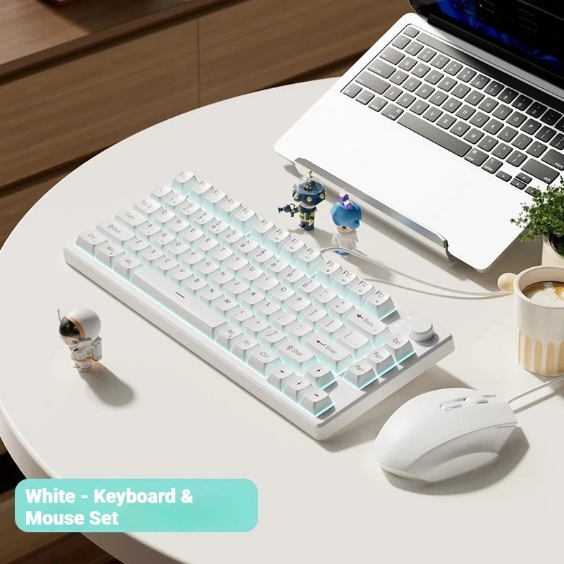 Gaming Mechanical Feel Keyboard 75 Layout Wired Mute RGB Backlit Keyboard Mouse Combo For Laptop Office Gamers Compact